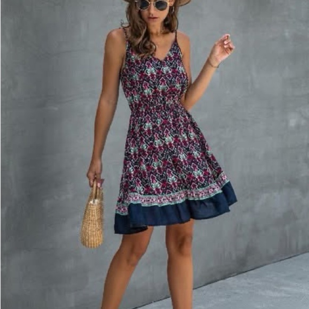 Purple A-Line Spaghetti Strap Sundress